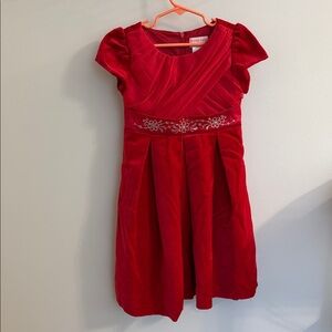 American Girl Red Formal Dress with Floral Detail